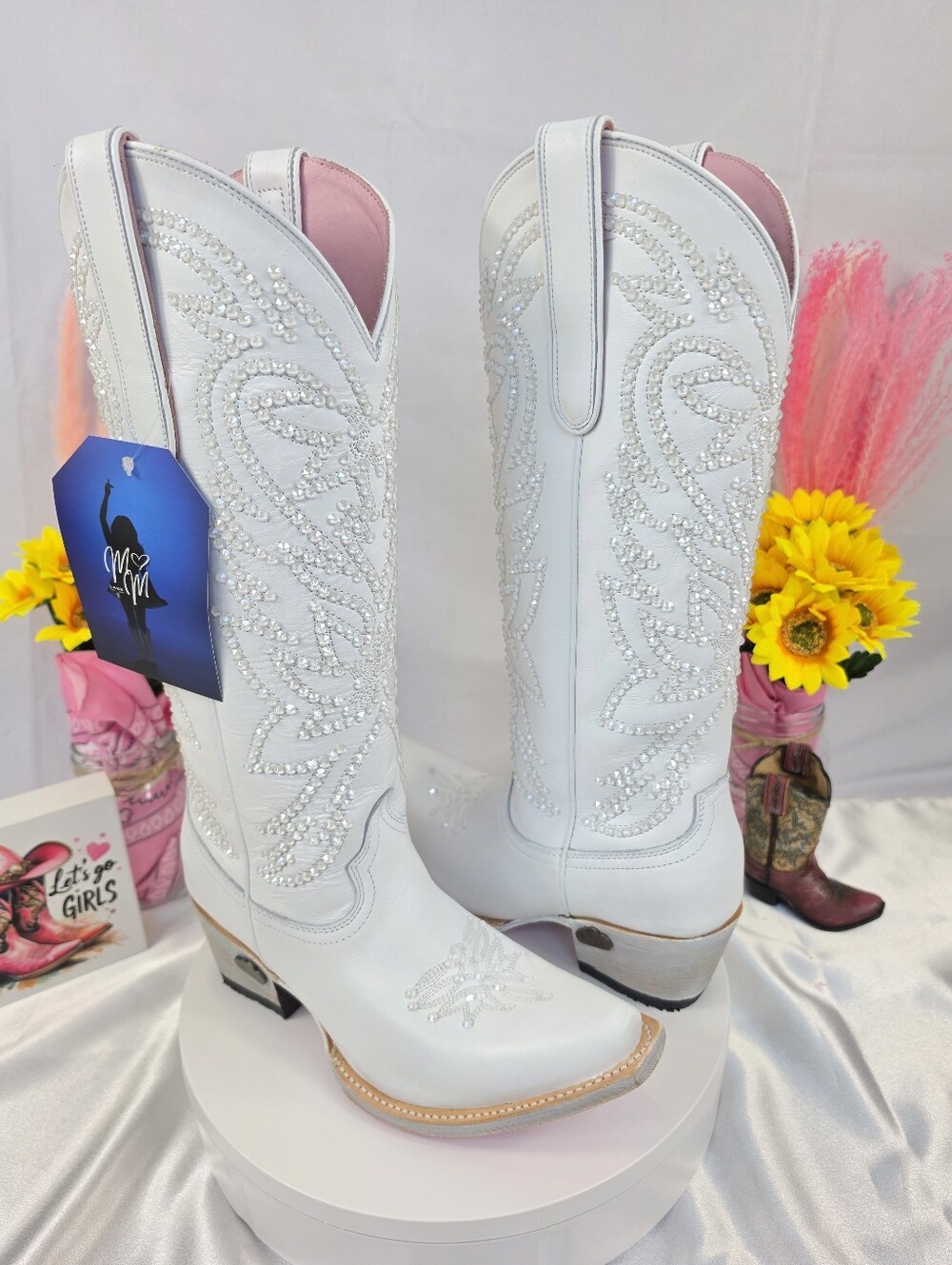 New LANE Cloud 9 Megan Moroney Smokeshow Cowgirl Boots W/ Swaraski Cryatals 7.5